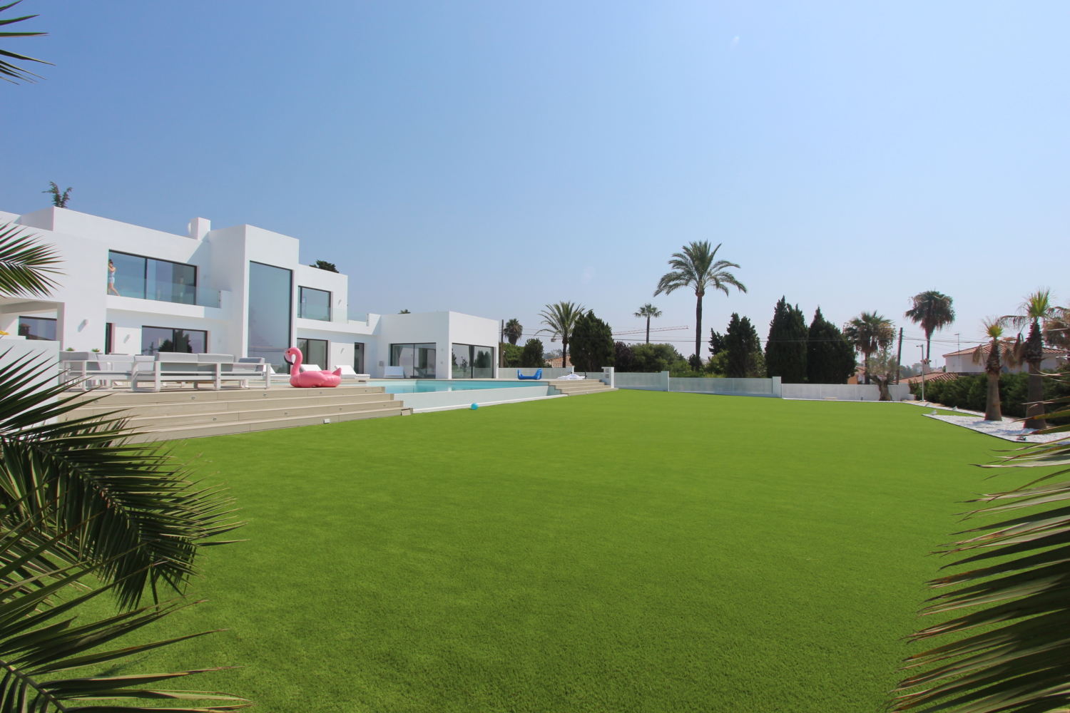 Modern family with artificial grass
